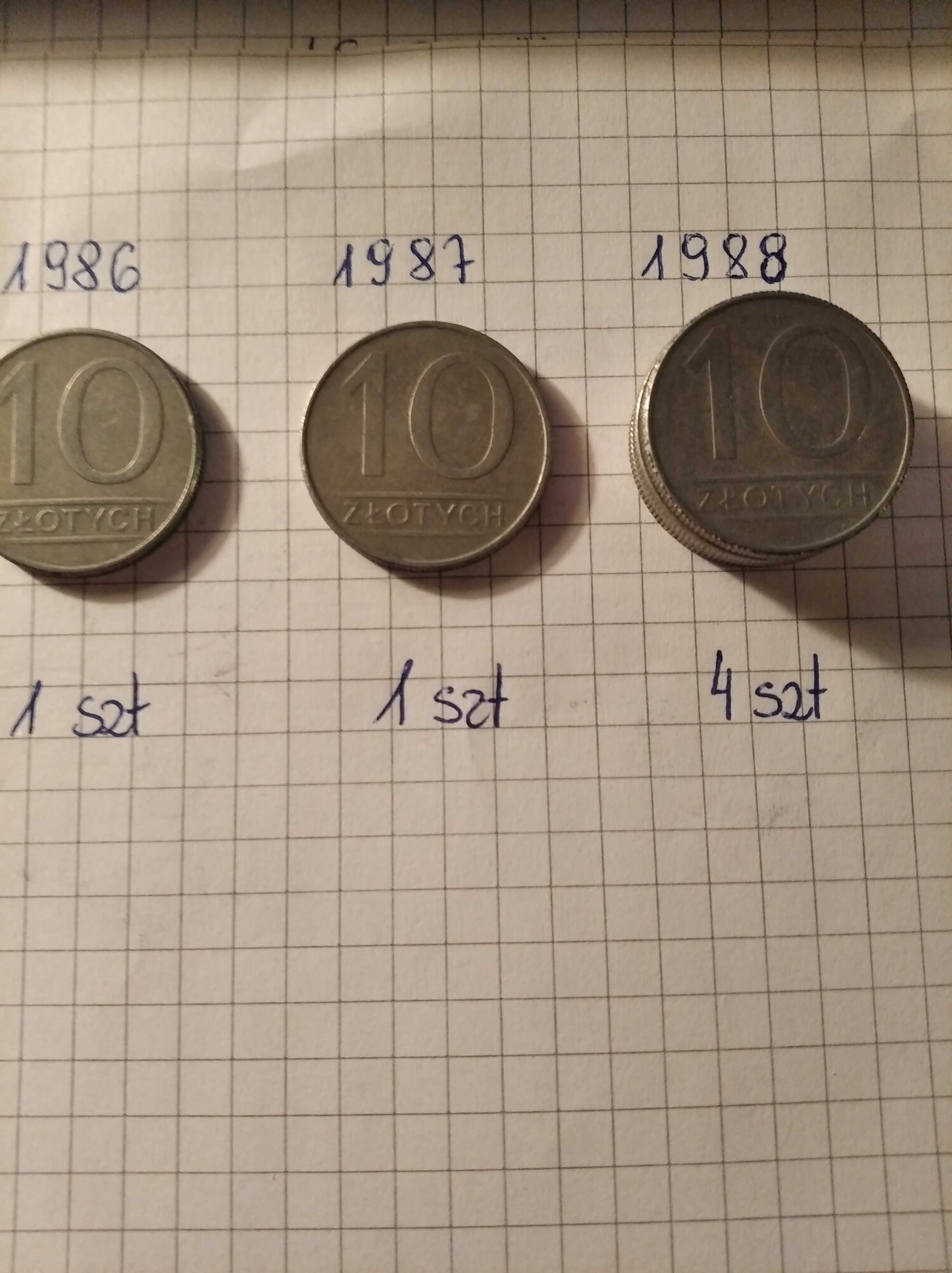 Monety kolekcjonerskie PRL 10-złotowe 1986; 1987; 1988 6 sztuk