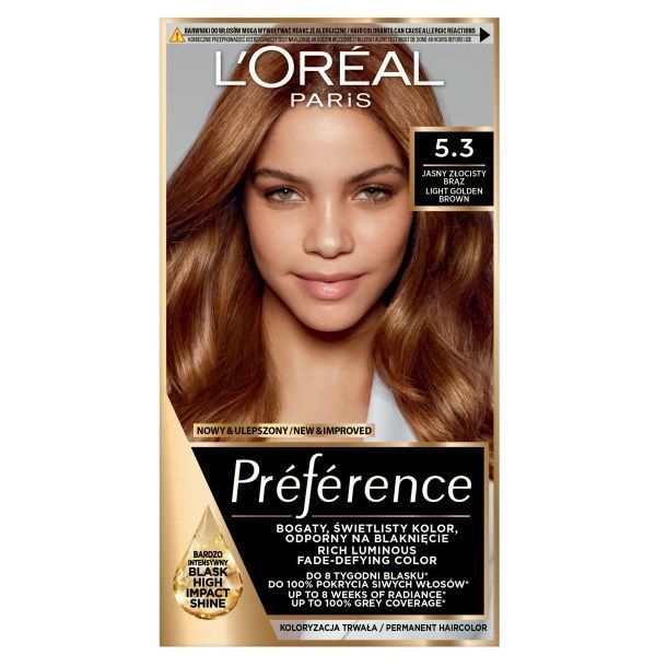 L'Oreal Paris Preference farba do włosów 5.3 Jasny Złocisty Brąz