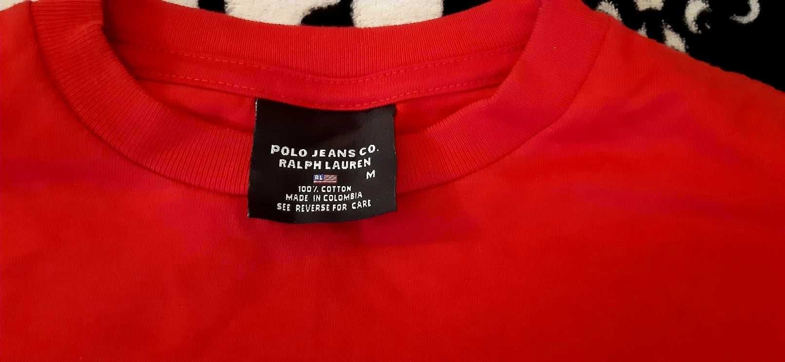 POLO JEANS CO. Ralph Lauren - koszulka czerwona, krótki rękaw, r.M