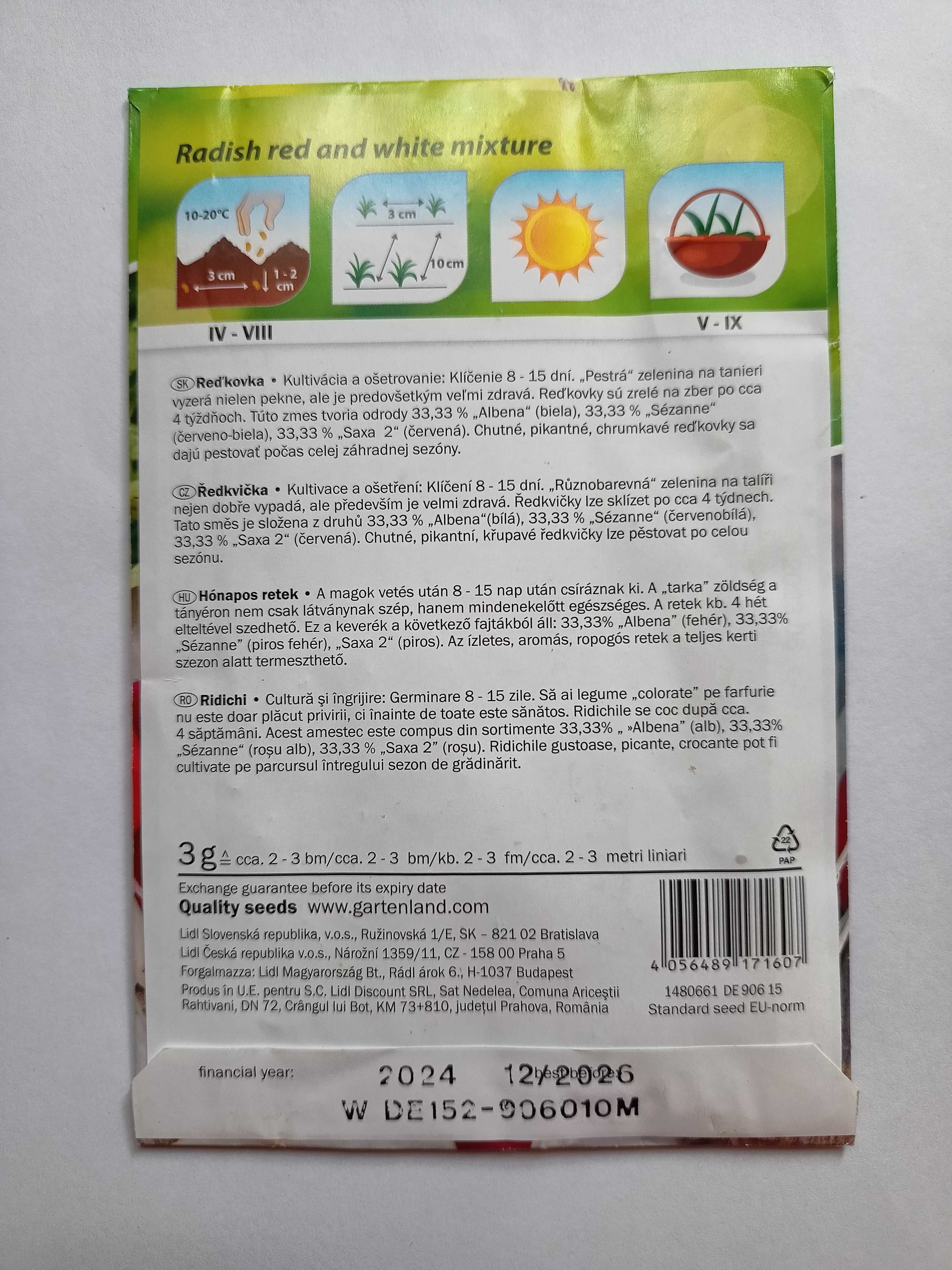 Насіння редиски, суміш сортів "Albena", "Sézanne", "Saxa 2"