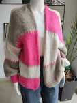 Krótki kardigan oversize - fuksja One size Azara