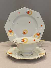 Zestaw śniadaniowy (trójka), porcelana art deco Thomas (Rosenthal).