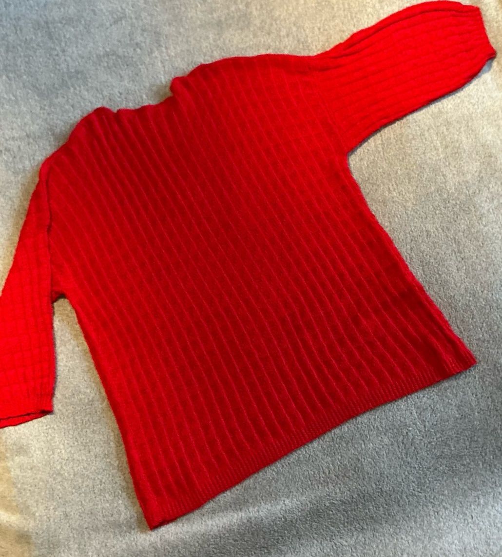 Czerwony sweter oversize kingsize tunika sukienka sweterkowa