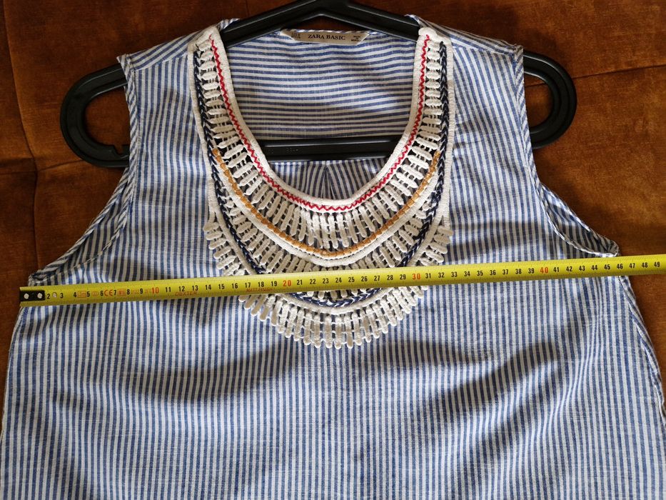 Bluzka boho Zara blekitna w paski 38 M