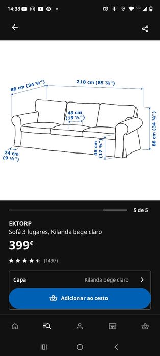 Vendo sofá IKEA ektorp 3 lugares