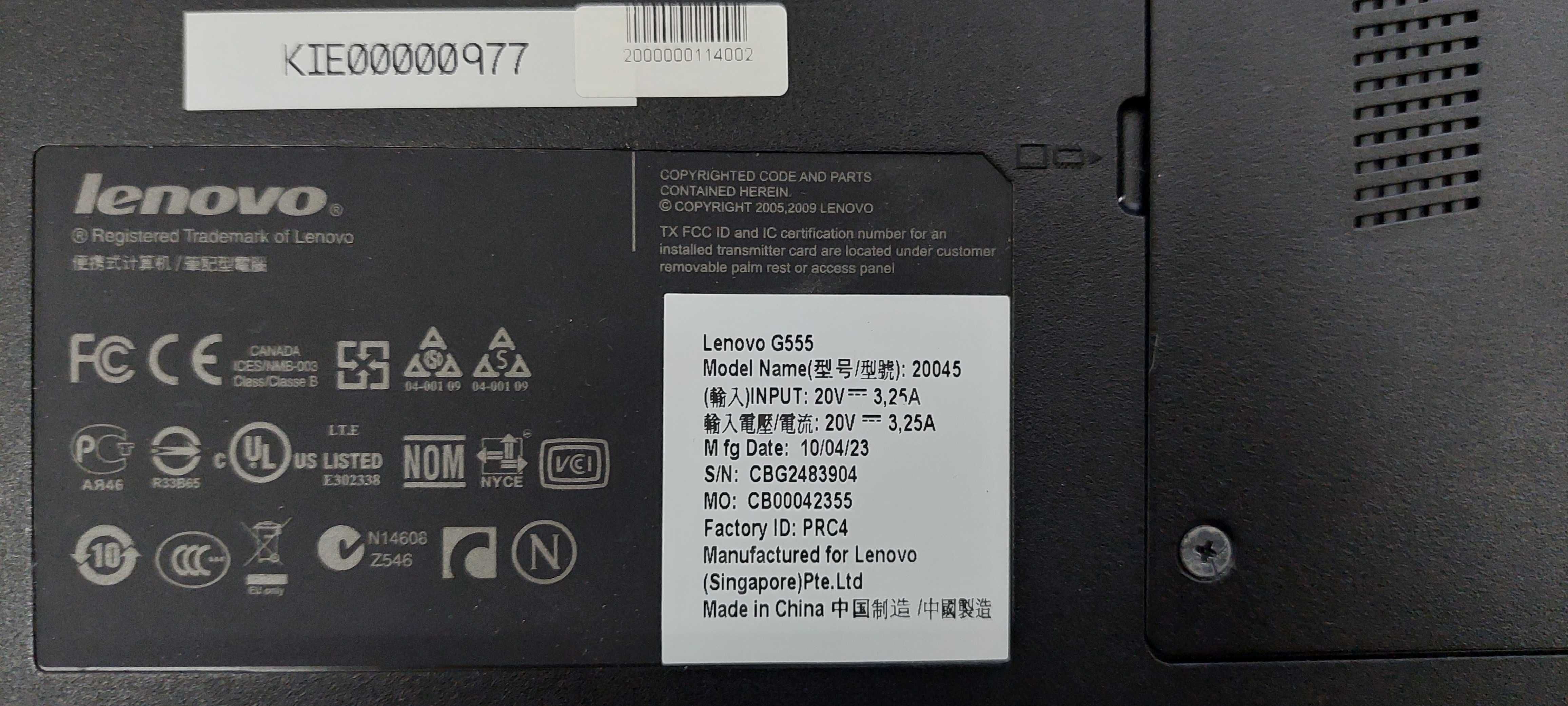 Б/В Ноутбук Lenovo G555 15.6"