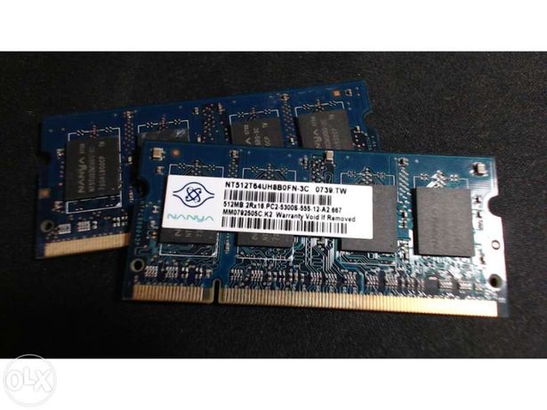 Memória RAM - Kit 1 Gb (2x 512Mb) DDR2-667