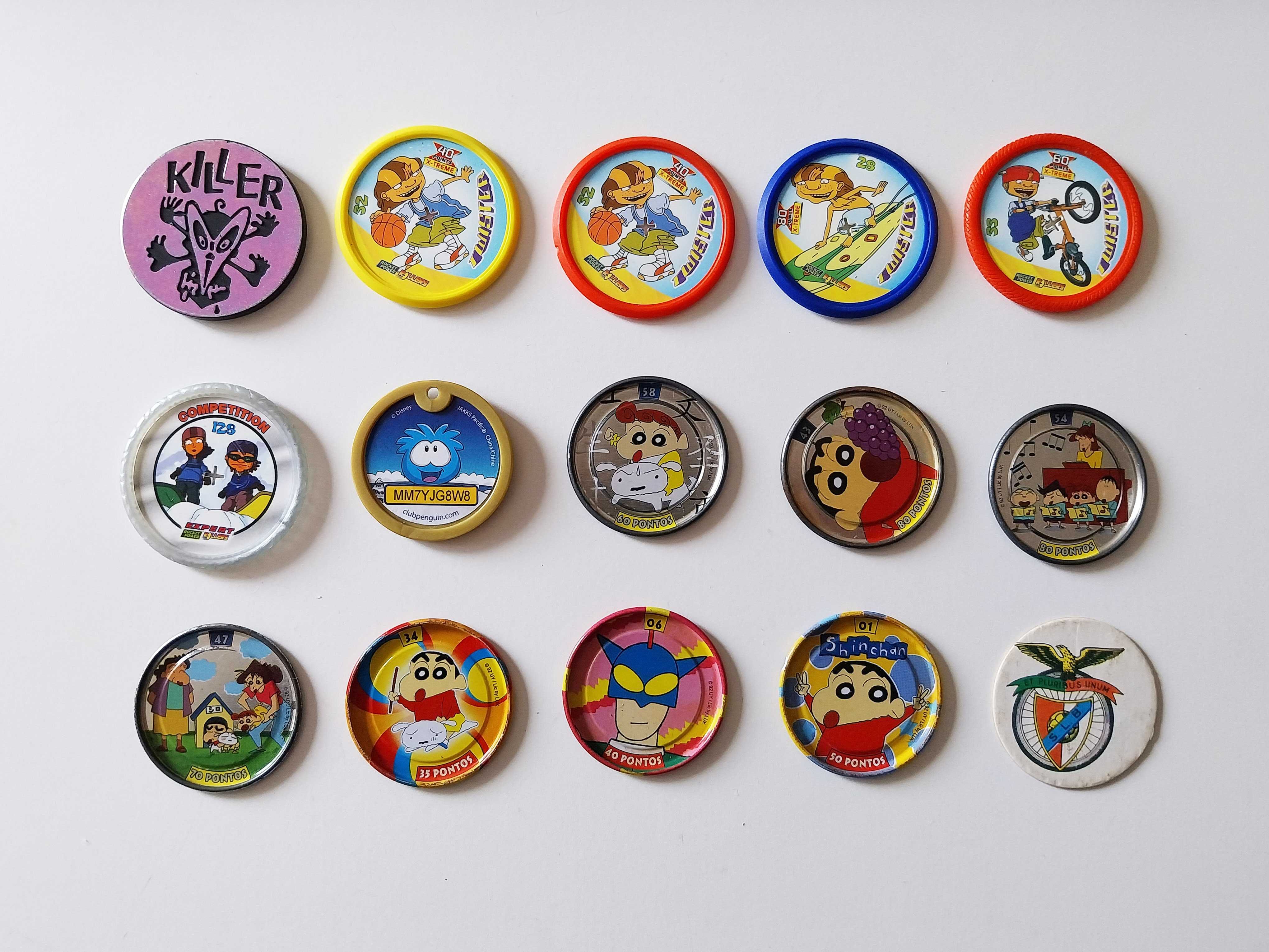 15 tazos Benfica, Shinchan, Mad e outros  | lote Bollycao