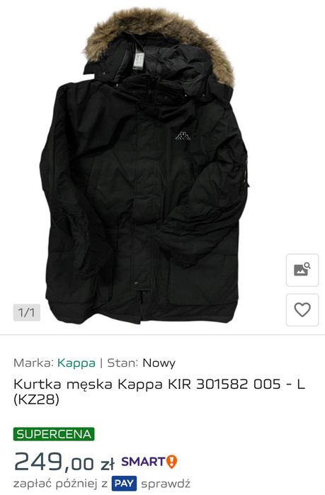 Parka kappa, ciepła, męska, młodzieżowa, kaptur, kieszenie