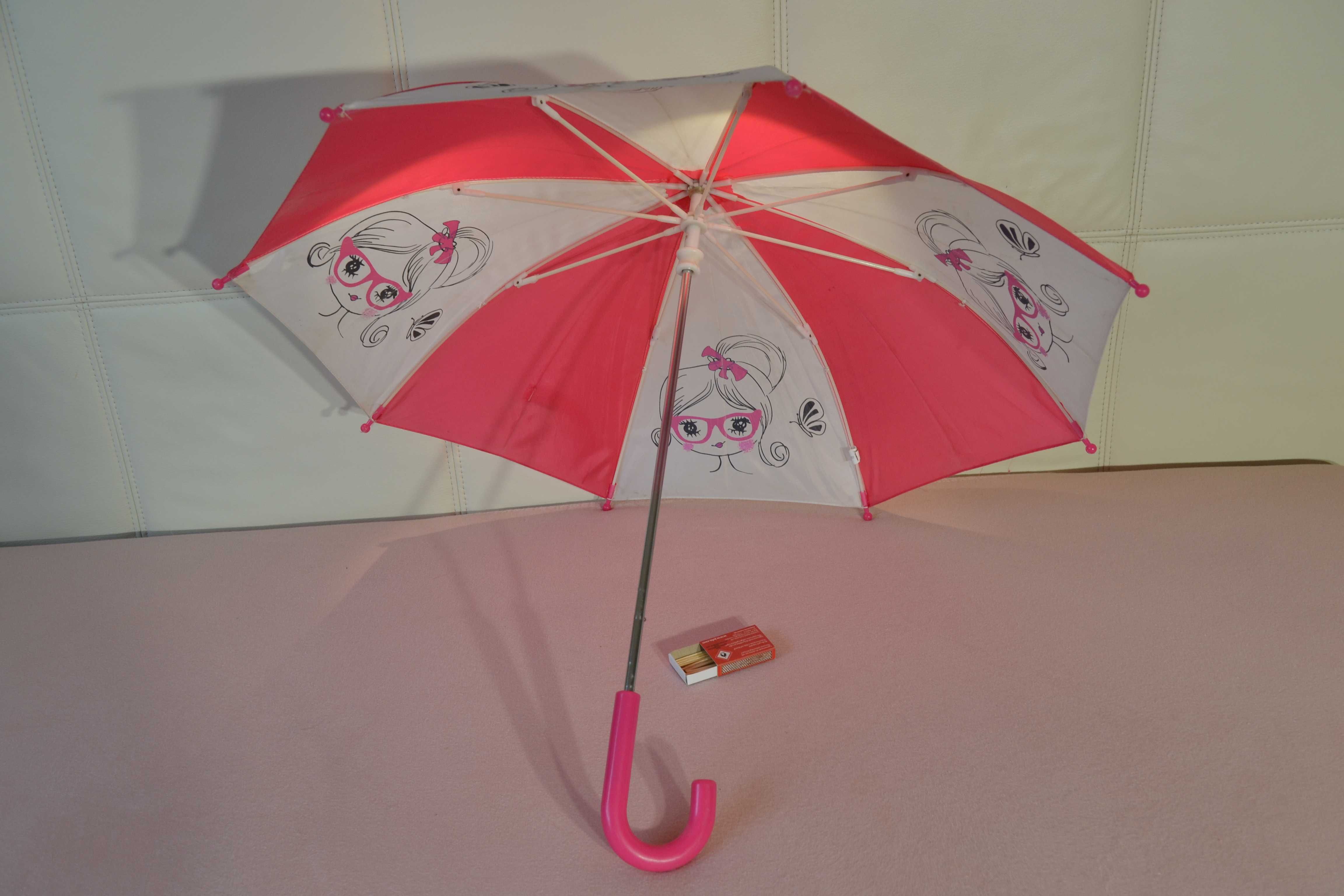 Parasol parasolka dla dzieci biało-różowa