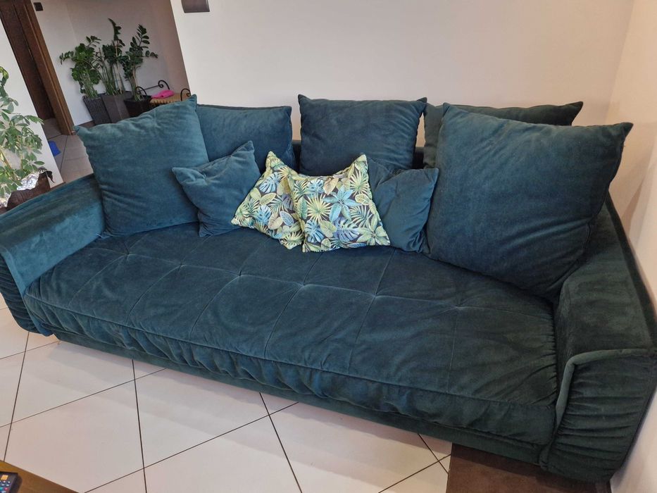 Sofa welurowa kolor butelkowa zieleń