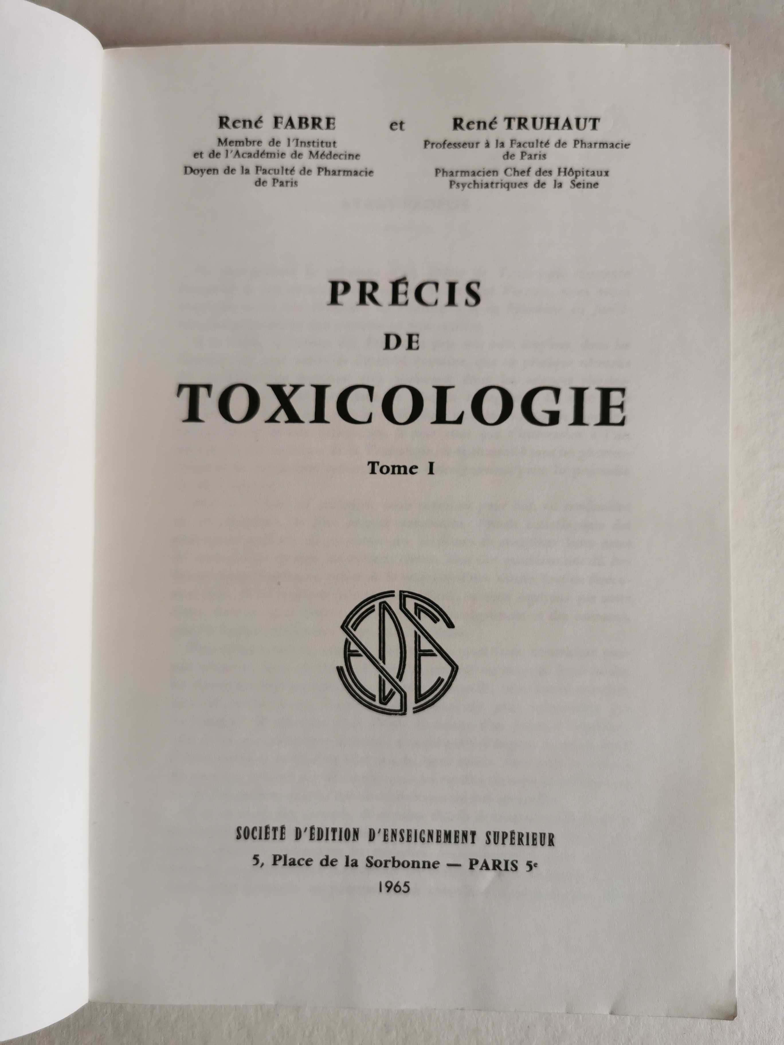 PRÉCIS DE TOXICOLOGIE - TOME I