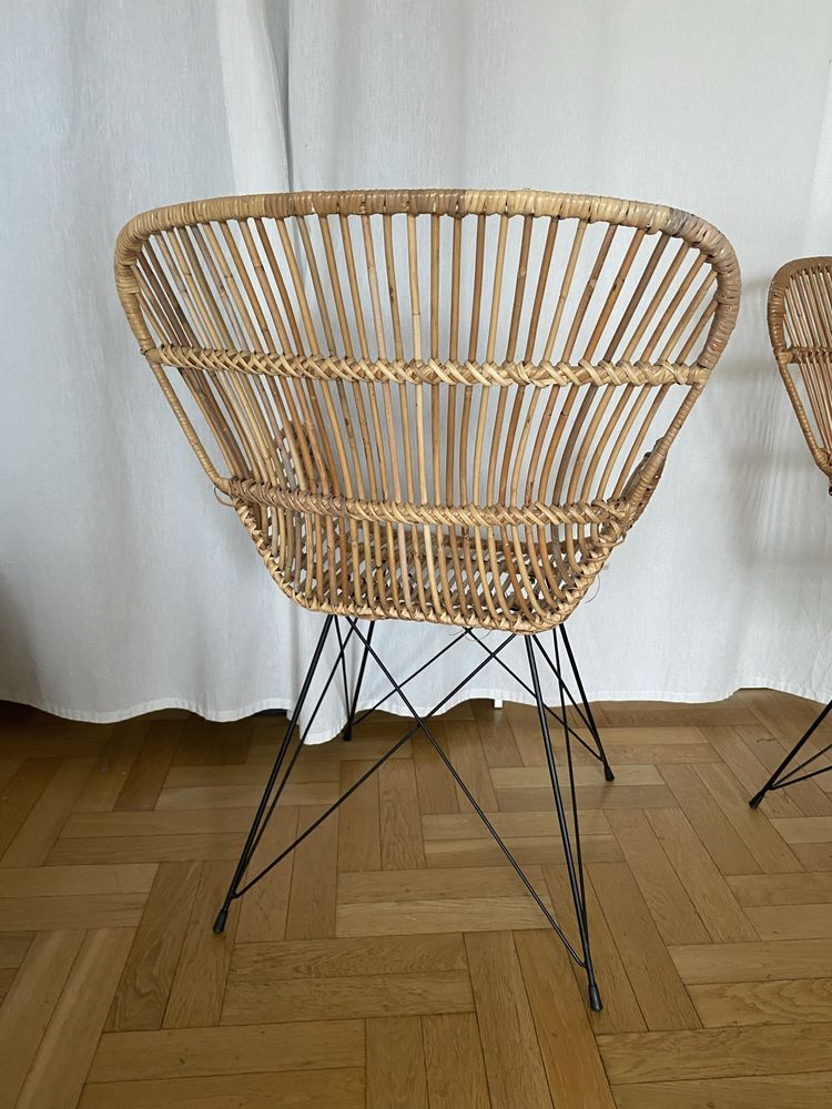 Dwa rattanowe designerskie fotele boho