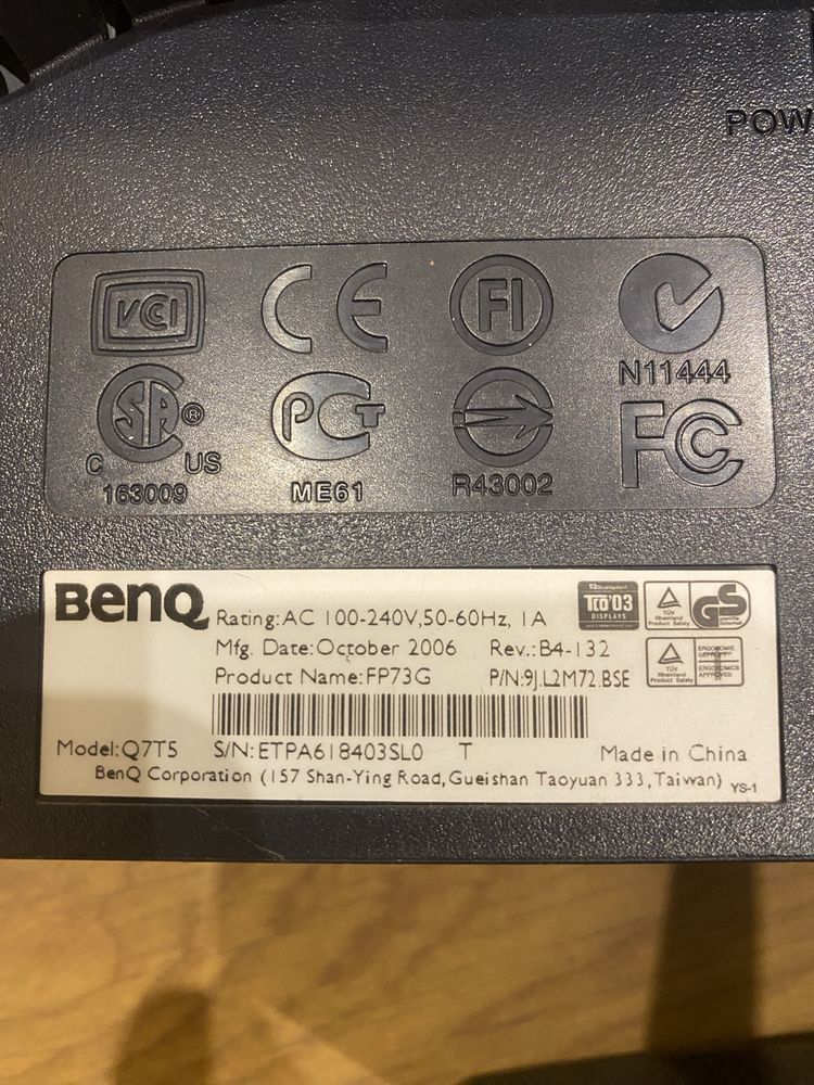 BENQ  FP73G model Q7T5  17”