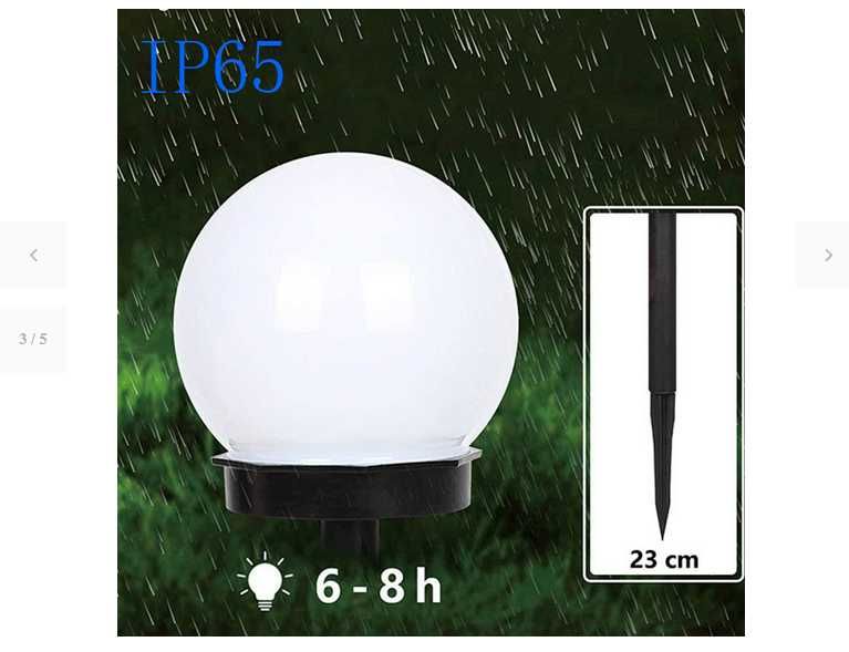 Zestaw 16 lamp solarnych ogrodowych białych kul 10cm Czujnik zmierzchu