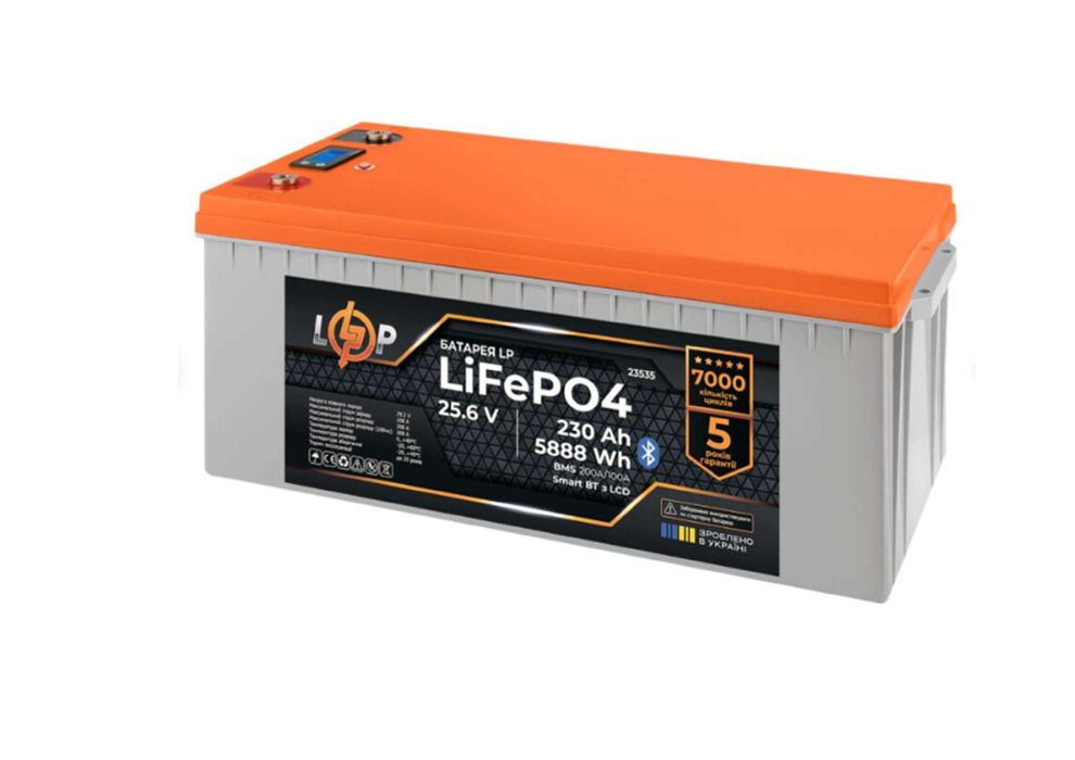 Акумулятор LP LiFePO4 25,6V - 230Ah (5888Wh) (BMS 200A/100А) LCD Smart