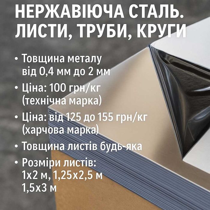 Лист нержавіючий гладкий (430, 304 та інш)