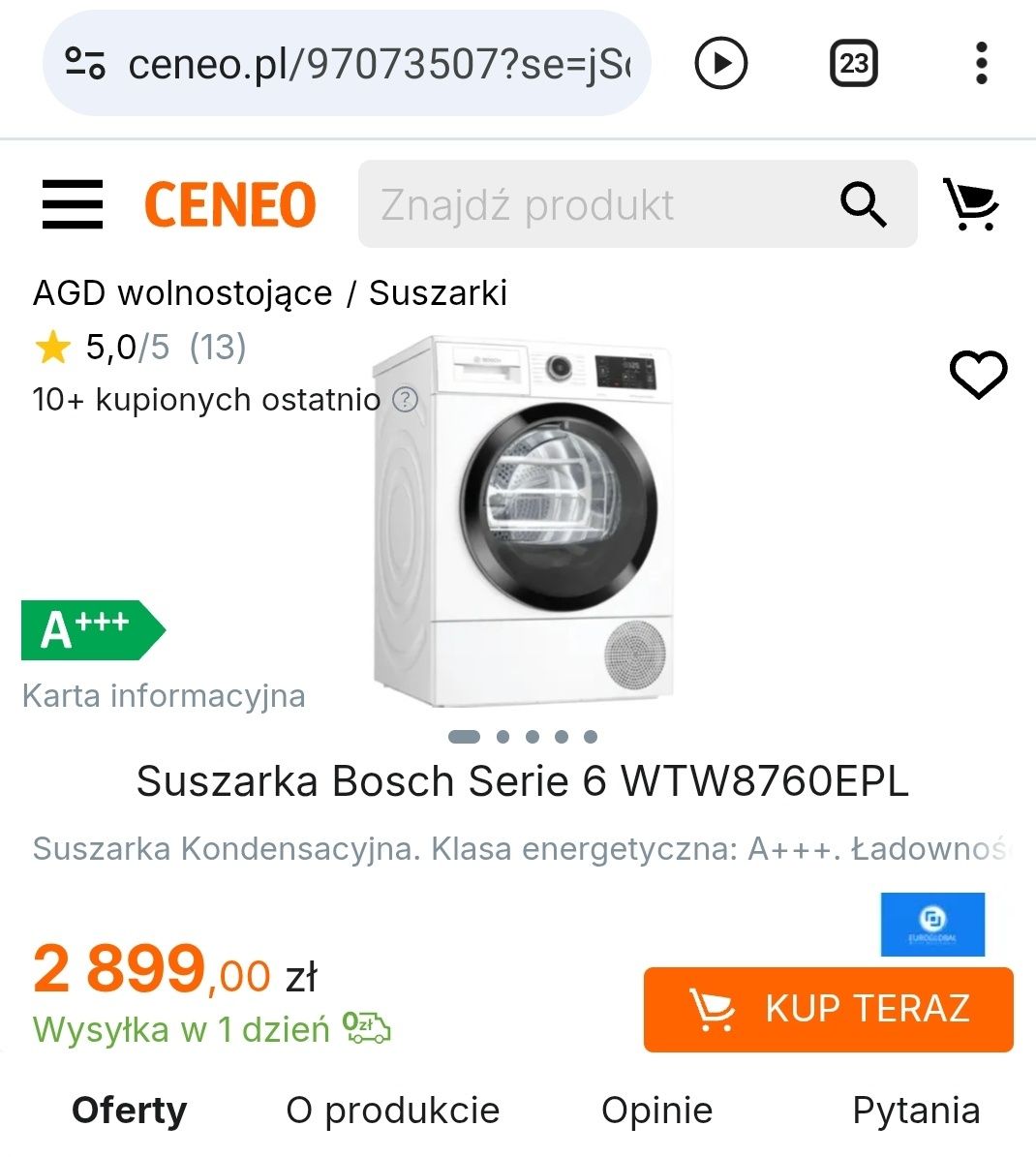 Suszarka Bosch z pompą ciepła 2021
