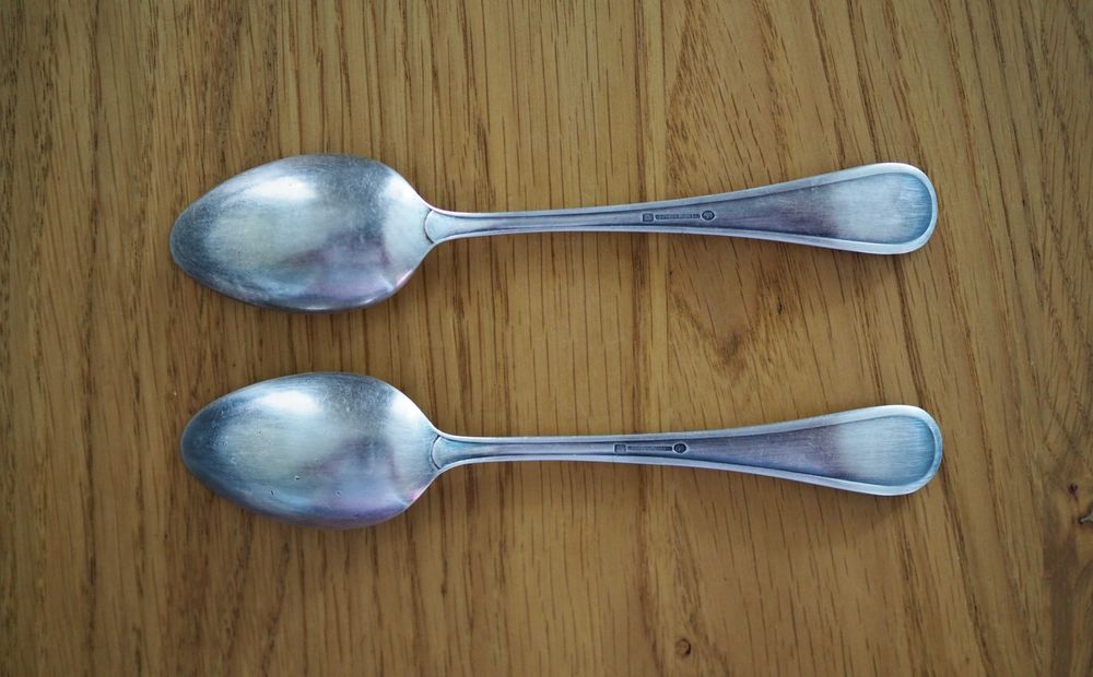 Stare łyżeczki platerowane, sygnowane Wellner Silber