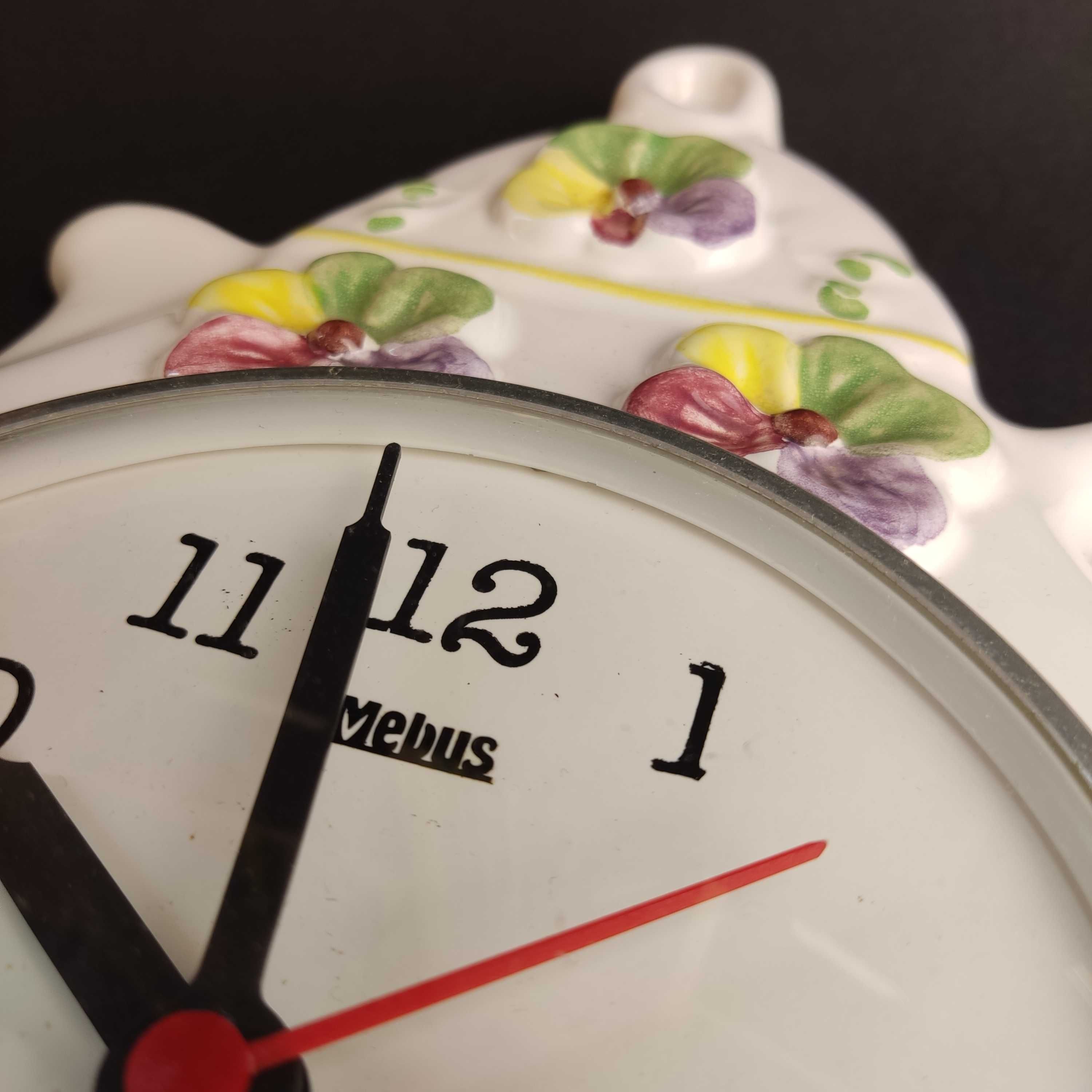 Zegar kwarcowy ceramiczny MEBUS - mechanizm Junghans - sprawny
