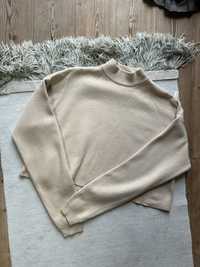 Sweter 3/4 Bershka beżowy S