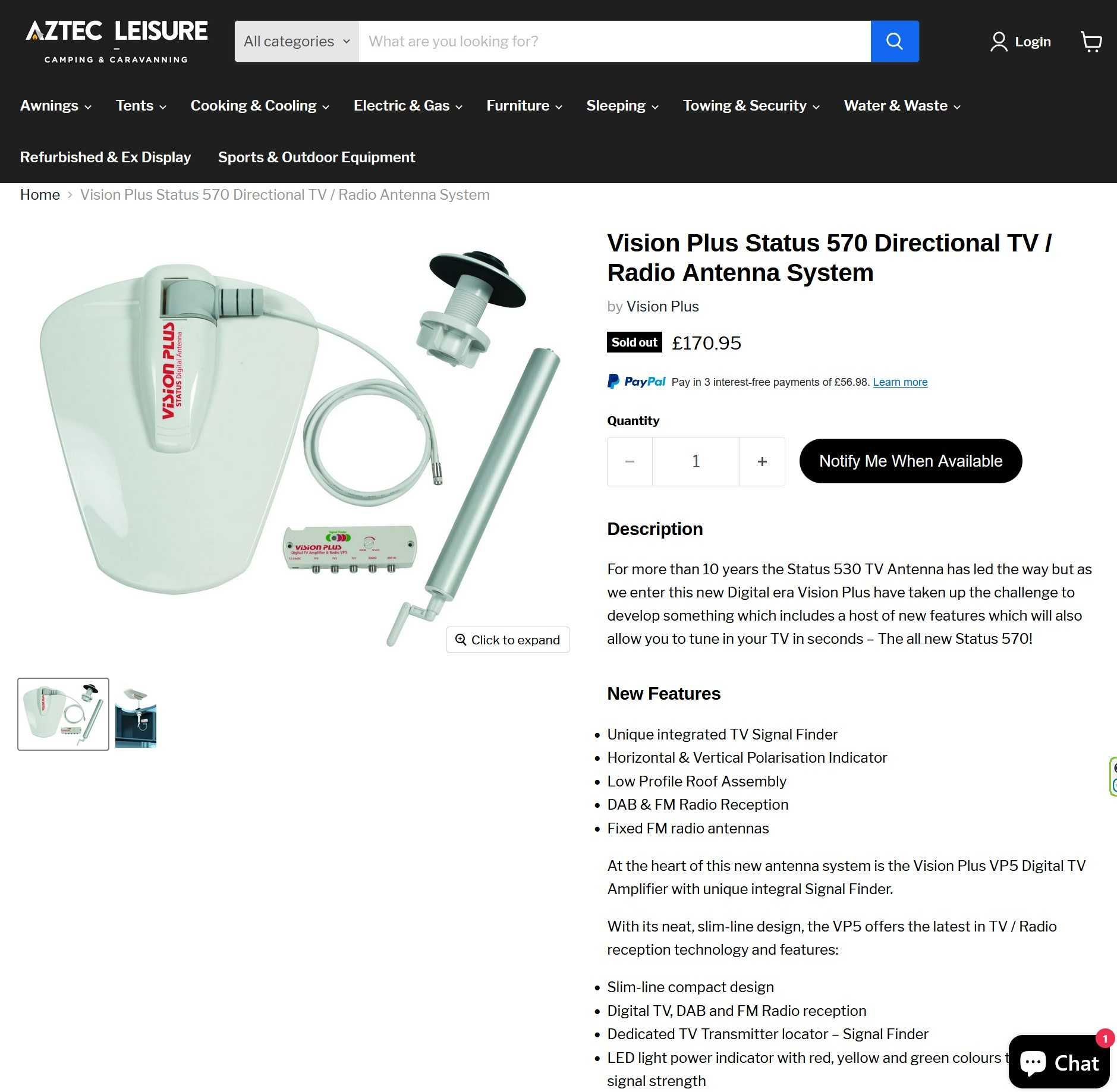 Antenna TV wielokierunkowa Vision Plus Status 570 digital kamper