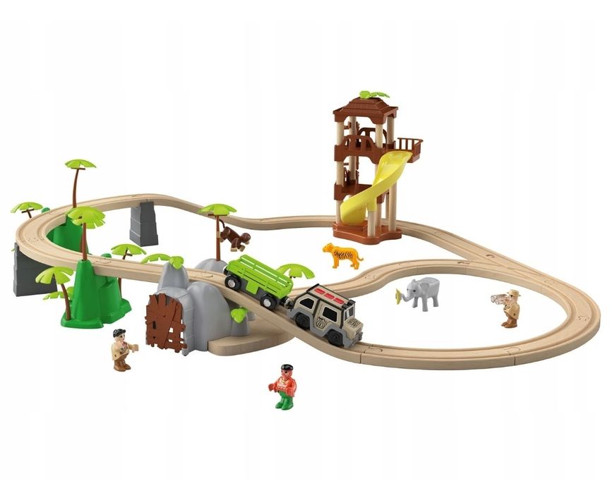 PLAYTIVE kolejka drewniana elektryczna DŻUNGLA SAFARI tory drewniane