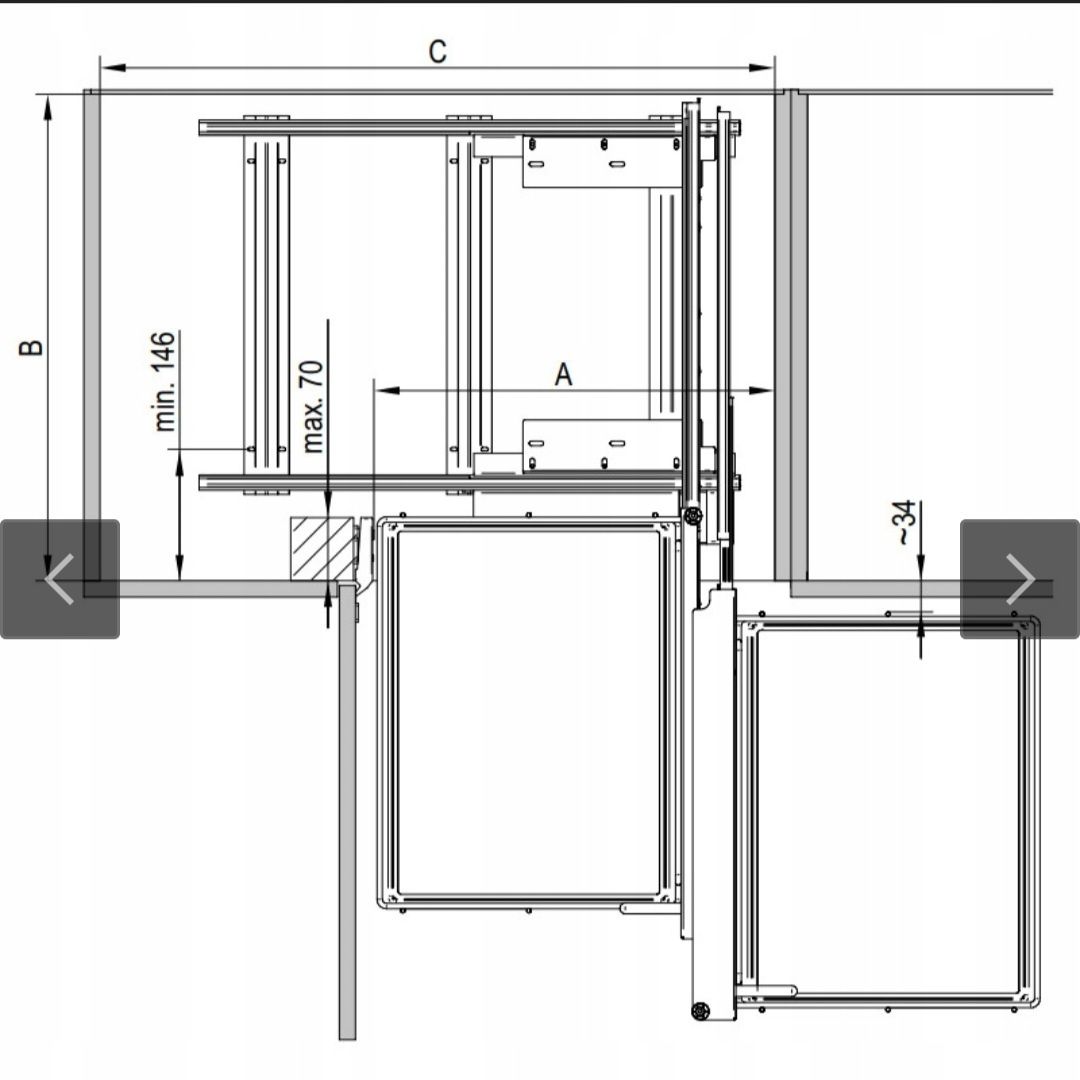 Kosz narożny Magic Corner do szafki IKEA - MAXIMA CLASSIC 1200 PRAWY