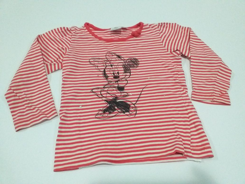 Bluzeczka w paseczki z myszka Minnie miki Disney Minnie Mouse roz 98