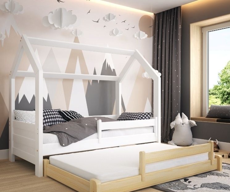 Łóżko dla dzieci, podwójne, DUO House firmy Beltor, białe
