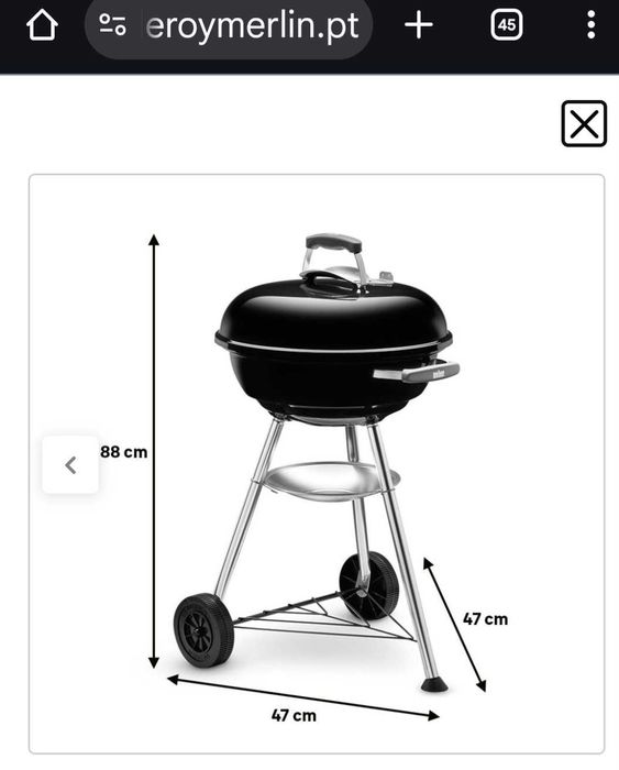 Barbecue a carvão Compact weber com tapete antifogo e 2 grelhas