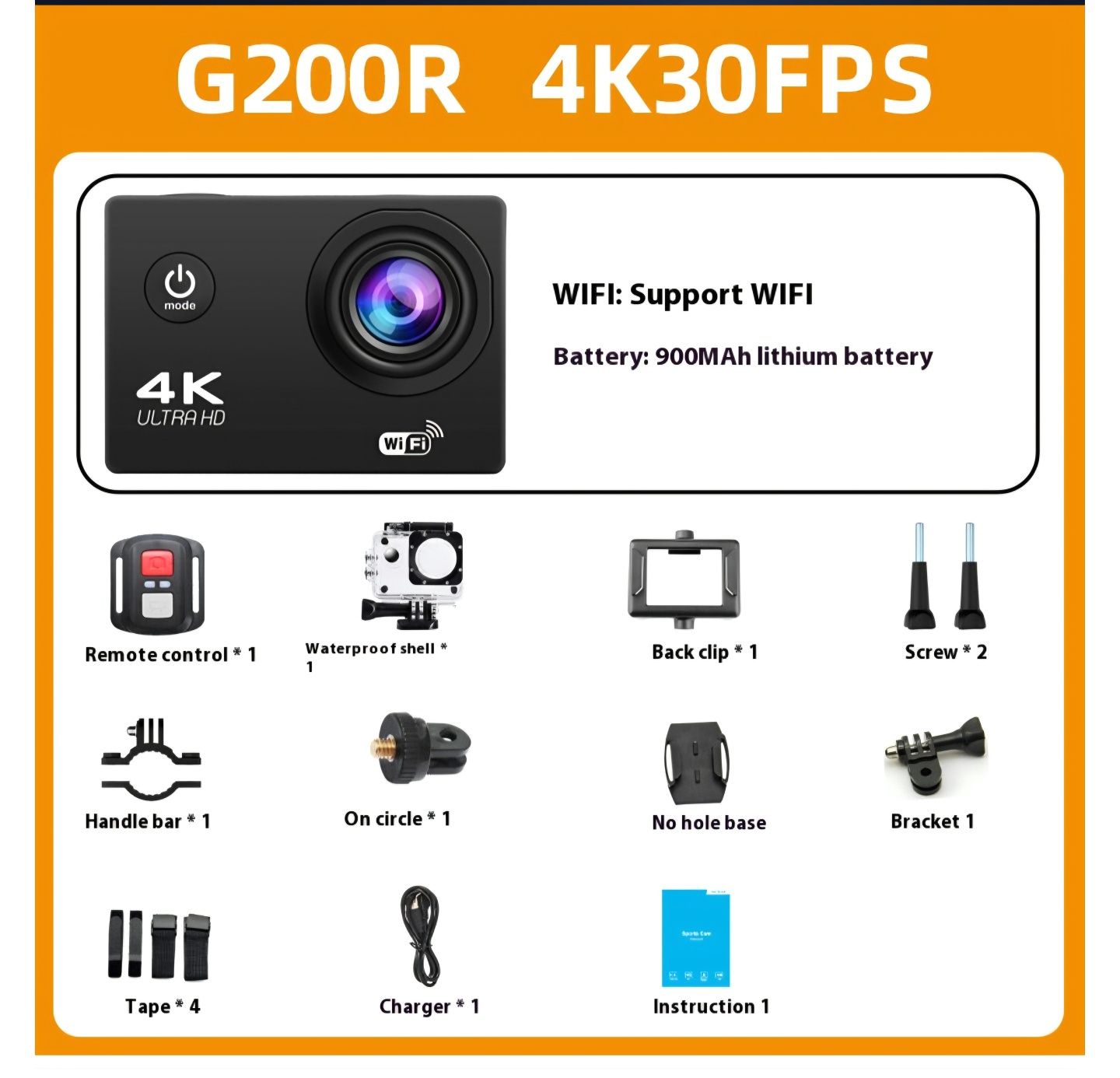 Action Cam 4K 30fps