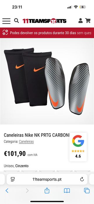 Caneleiras futebol Nike Carbonite