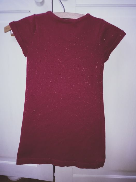 Czerwona tunika sukienka brokatowa