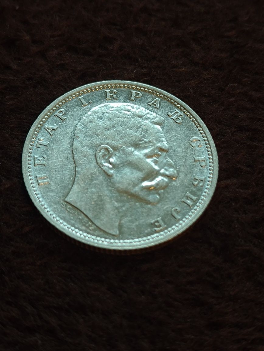 Serbia 1 dinar 1912 srebro Piotr