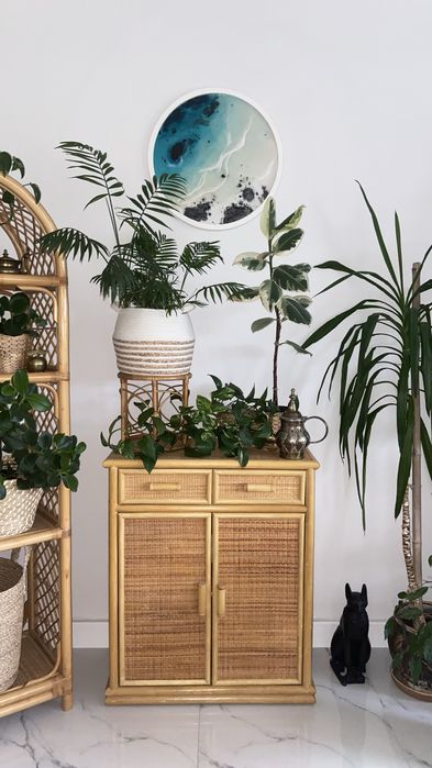 Komoda boho szafka rattanowa skandynawska ratan bambusowa drewniana