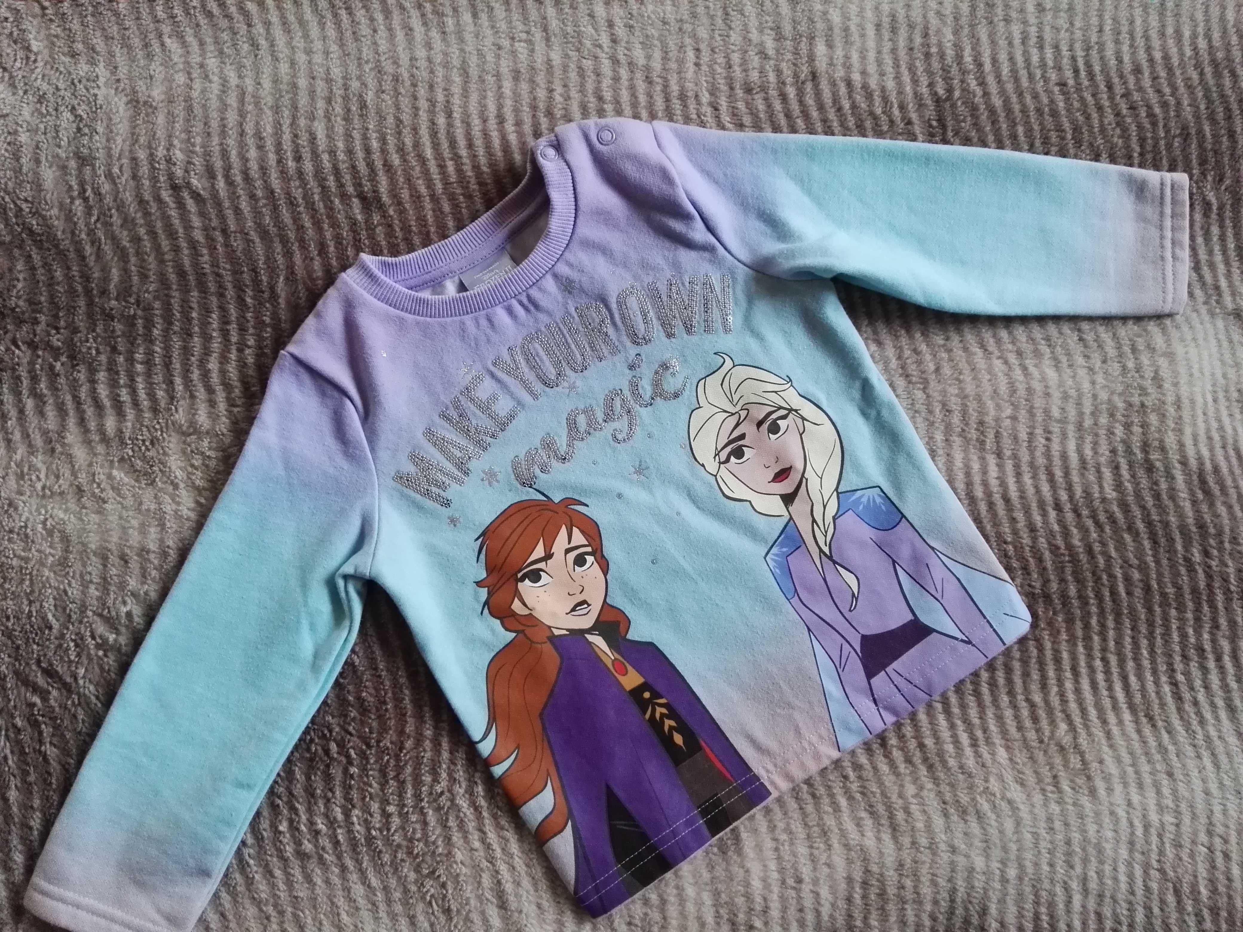 Ciepła bluza Frozen 2 Anna i Elsa Kraina lodu bluzka ocieplana 80 86