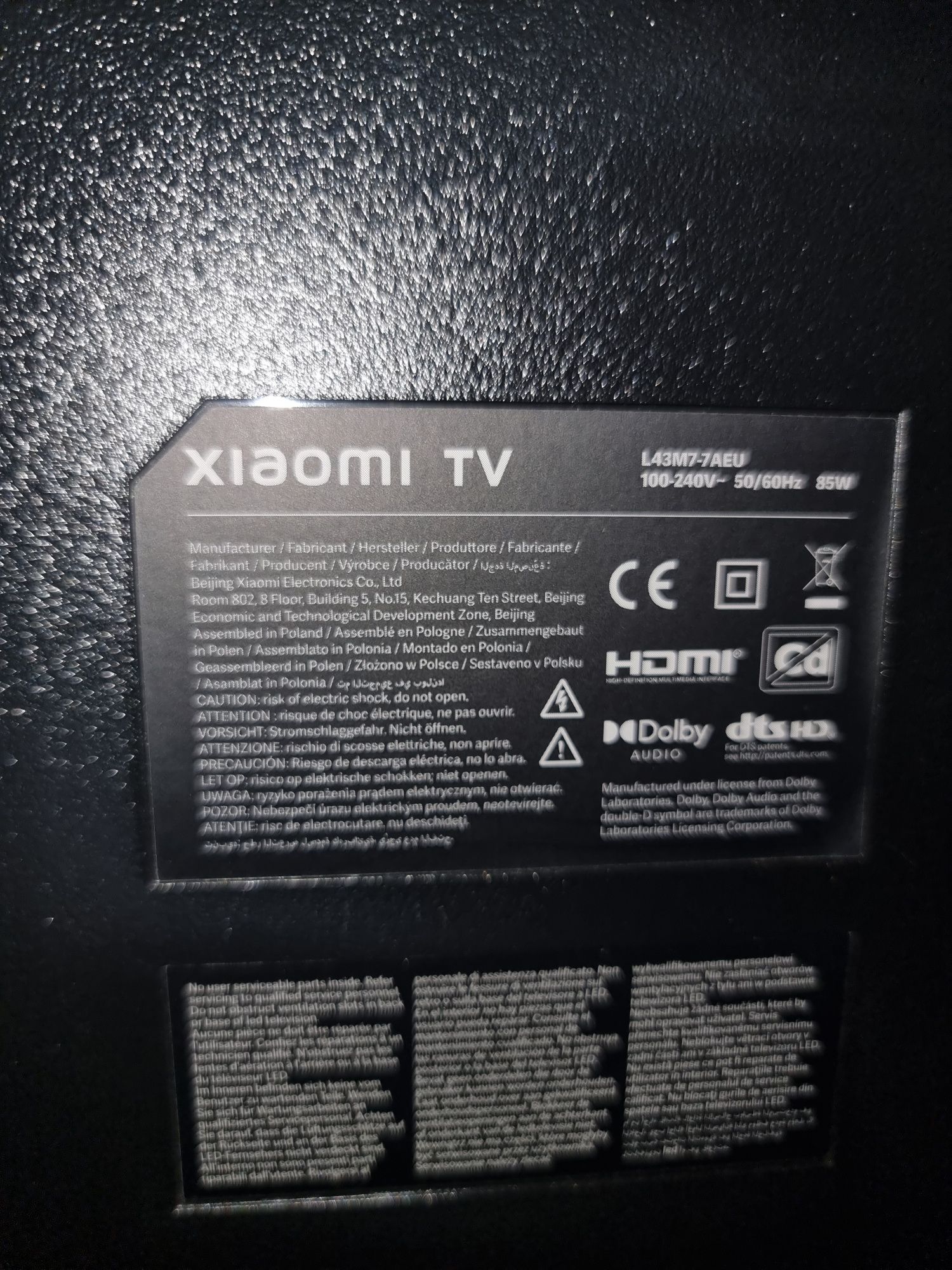 Xiomi smart TV Modelo P1E 43" ELA4742EU