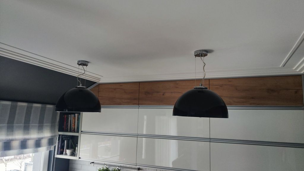 Lampa wisząca, kuchnia,  szkło, czarna, regulowana fi 40 cm