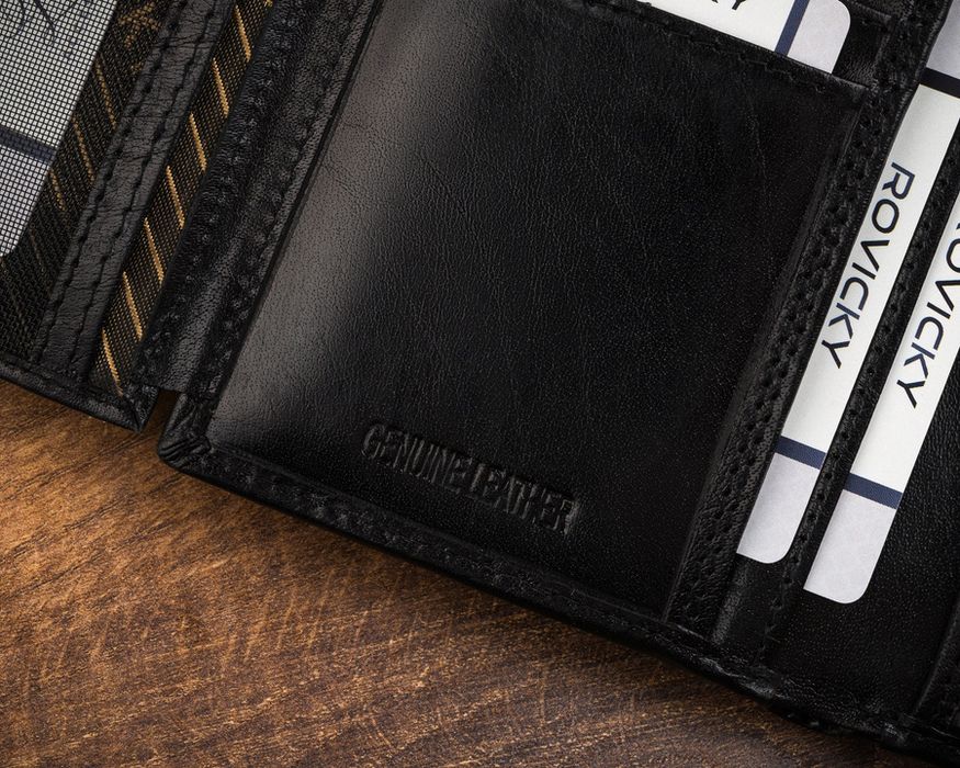 duży, skórzany portfel męski bez zapięcia - rovicky