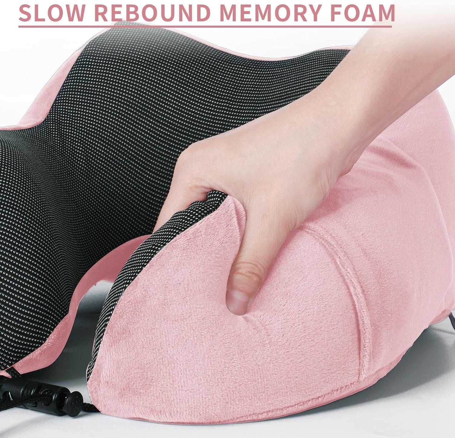 Poduszka podróżna na szyje rogal welur memory foam zdejmowany pokrowie