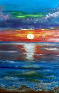 Картина маслом, пейзаж морской, авторская картина маслянными красками