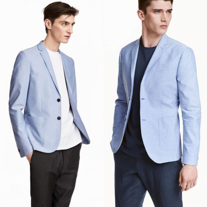 H&M 46r Marynarka niebieska dopasowana Slim Fit
