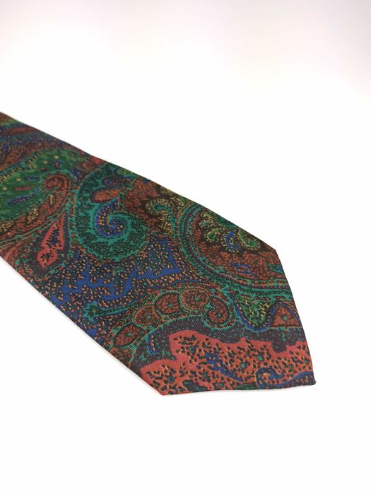 Del Mare 1911 zielony jedwabny krawat paisley zm63