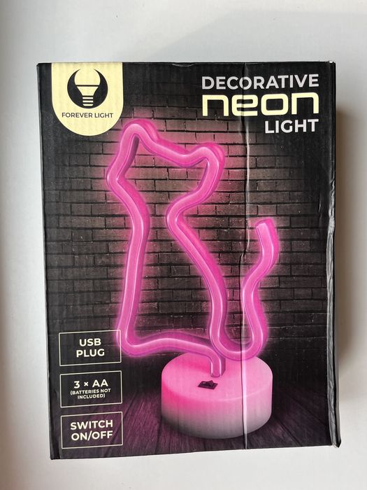 Lampka led neon kotek stojąca