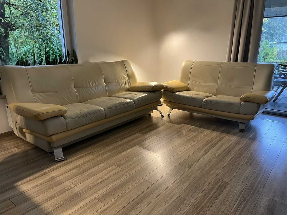 Wypoczynek skórzany 3+2, wersalka + sofa