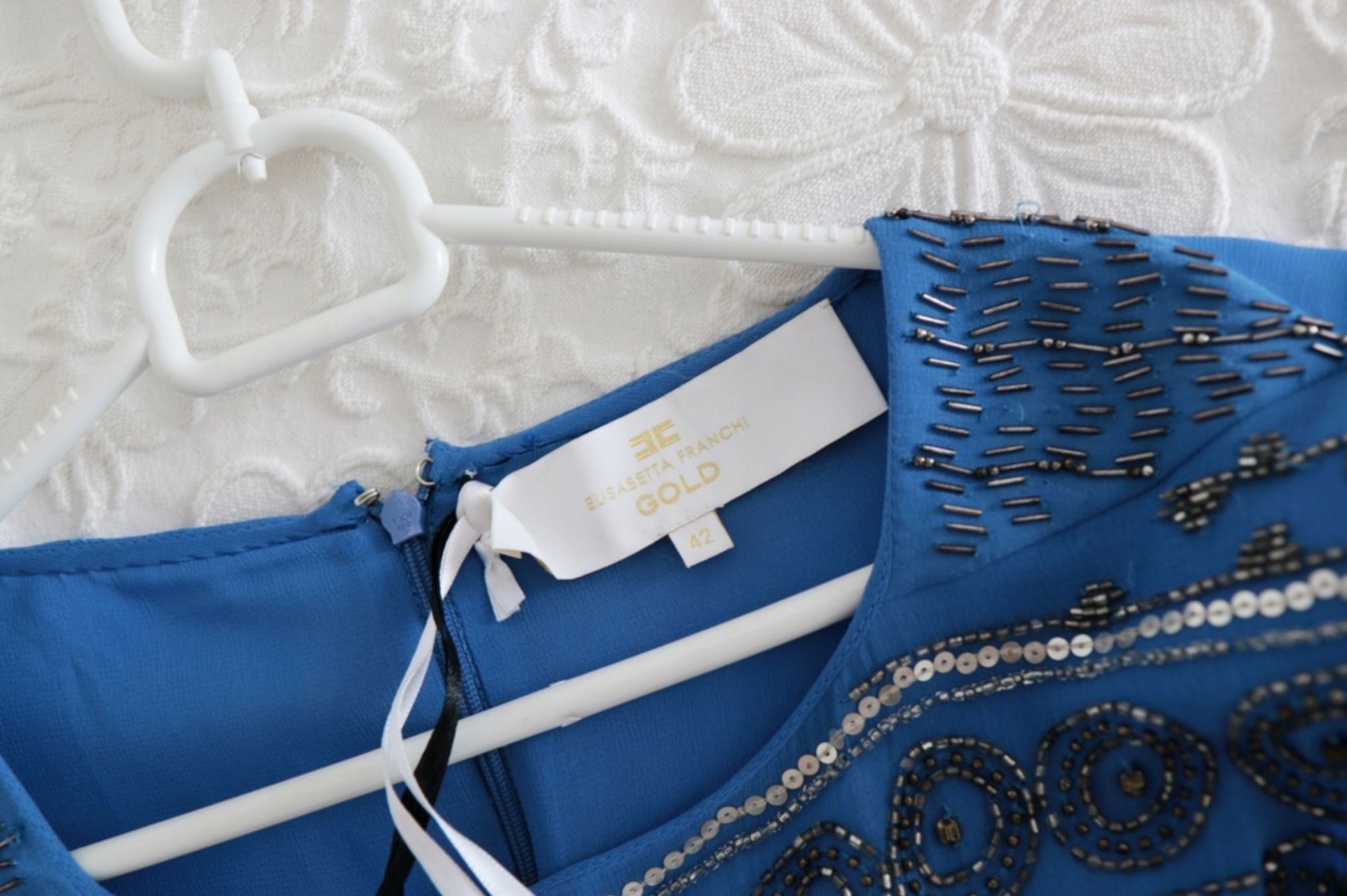 Sukienka ELISABETTA FRANCHI GOLD 36 S na wesele lou moliera2 zdobiona