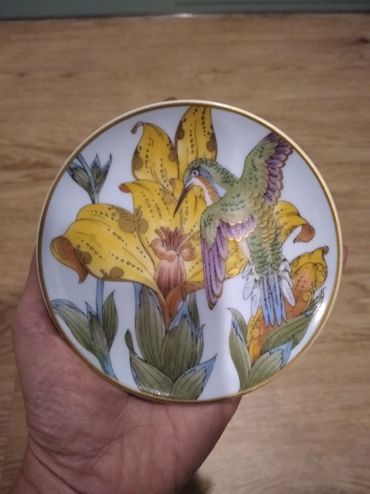 hutschenreuther Desowag Bayer porcelana talerzyk kwiat koliber