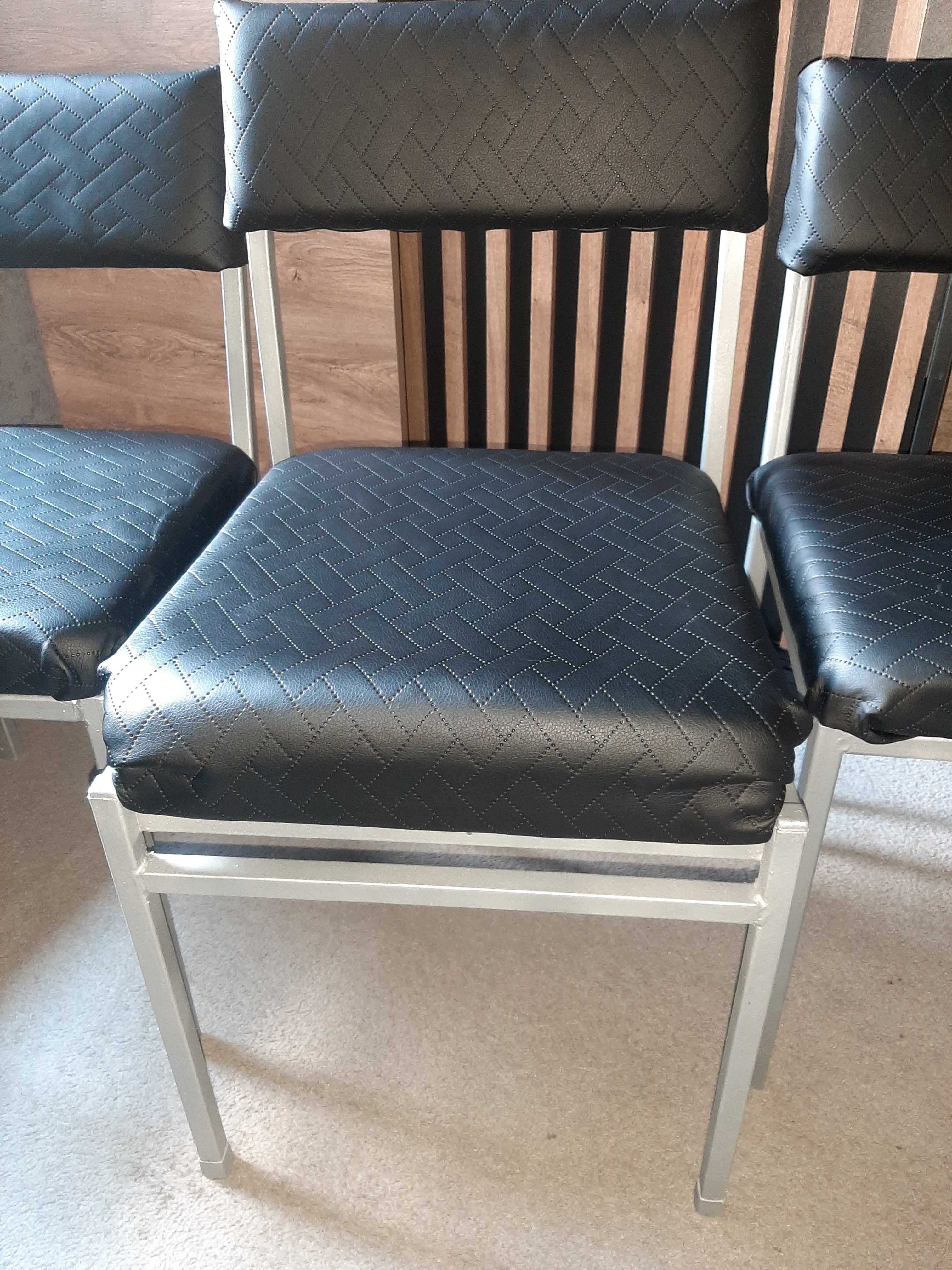 Szafa materiałowa "szary len", krzesła metalowe siedzisko ekoskóra