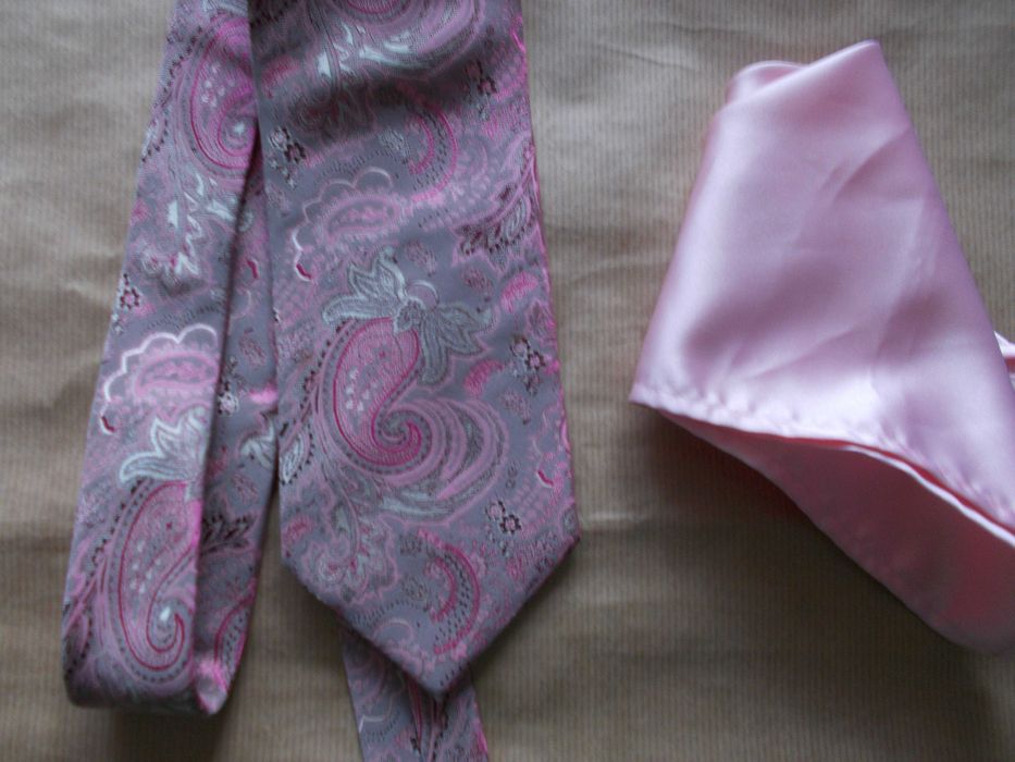 THOMAS NASH - Hand Made Designerski Jedwabny Krawat + Poszetka Francja